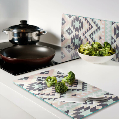 Glass kitchen board Geometric motif in pastel colors