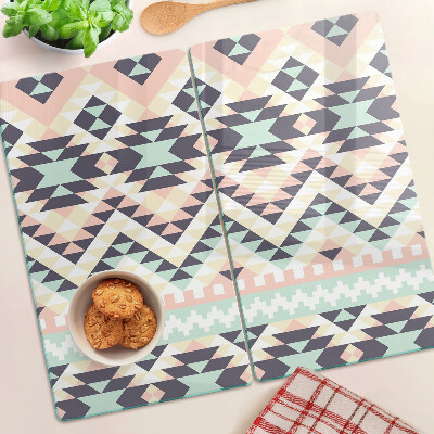 Glass kitchen board Geometric motif in pastel colors