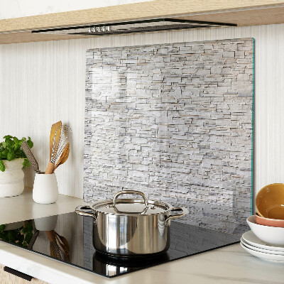 Glass chopping board Stone brick wall