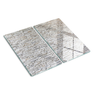 Glass chopping board Stone brick wall