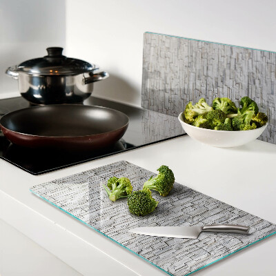 Glass chopping board Stone brick wall