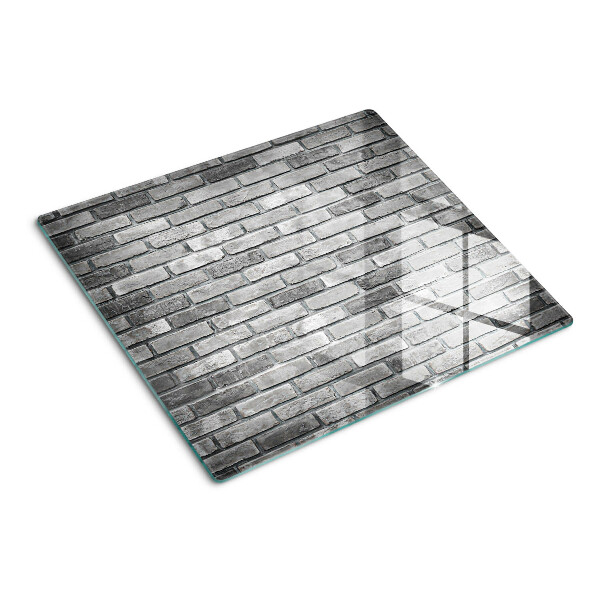 Glass kitchen board Brick wall in shades of gray