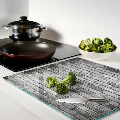 Glass kitchen board Brick wall in shades of gray