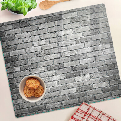 Glass kitchen board Brick wall in shades of gray