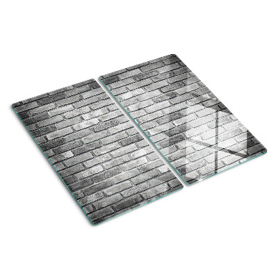 Glass kitchen board Brick wall in shades of gray