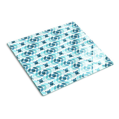 Glass chopping board Leaves in shades of blue