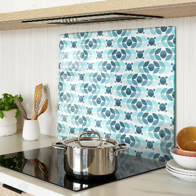 Glass chopping board Leaves in shades of blue