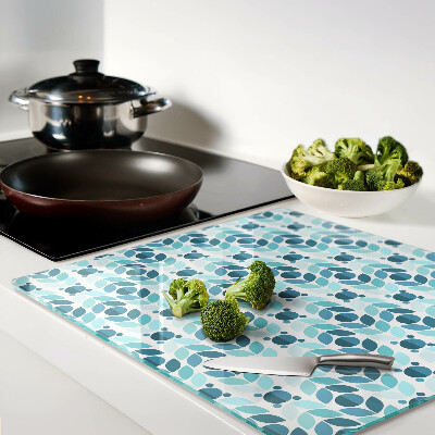 Glass chopping board Leaves in shades of blue
