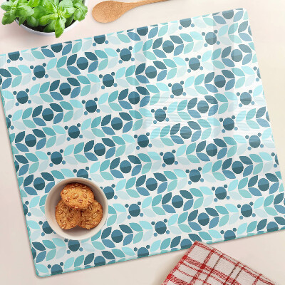 Glass chopping board Leaves in shades of blue