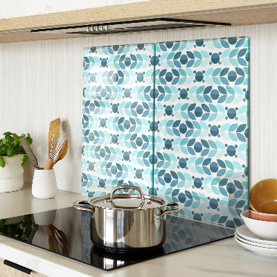 Glass chopping board Leaves in shades of blue