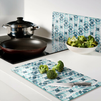 Glass chopping board Leaves in shades of blue
