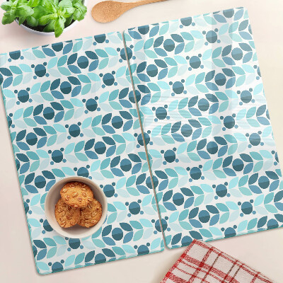 Glass chopping board Leaves in shades of blue