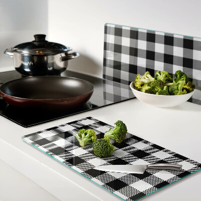 Glass chopping board Checkered motif