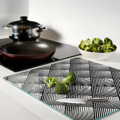 Glass kitchen board Geometry in black and white