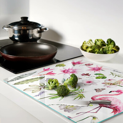 Glass kitchen board Tropical Flower and Bird Collection