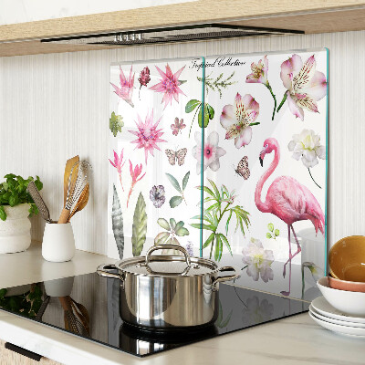 Glass kitchen board Tropical Flower and Bird Collection
