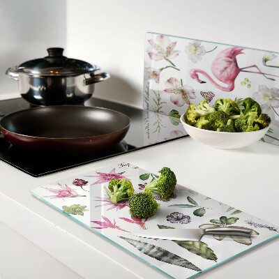 Glass kitchen board Tropical Flower and Bird Collection