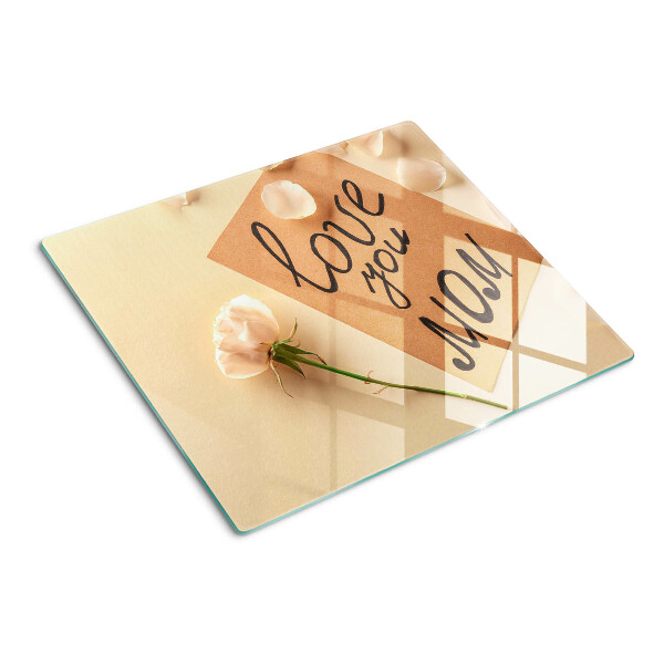 Glass kitchen board Love and flowers