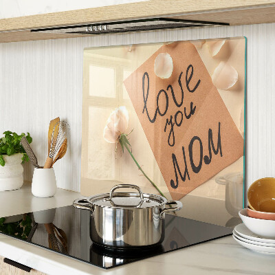 Glass kitchen board Love and flowers