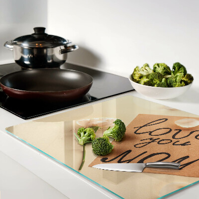 Glass kitchen board Love and flowers