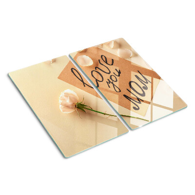 Glass kitchen board Love and flowers