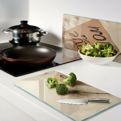 Glass kitchen board Love and flowers