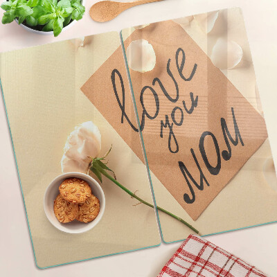 Glass kitchen board Love and flowers
