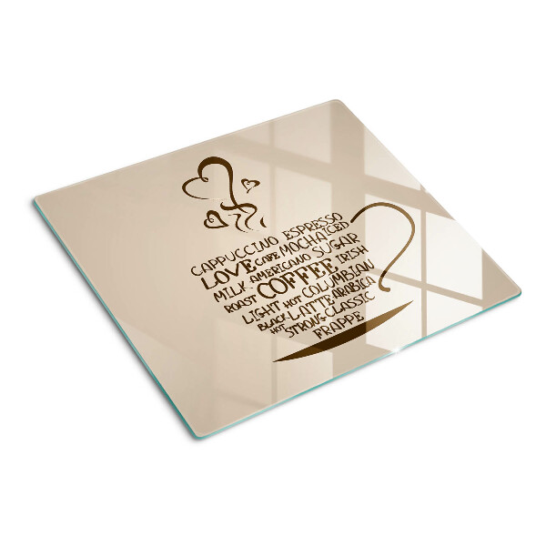 Glass chopping board Coffee and heart
