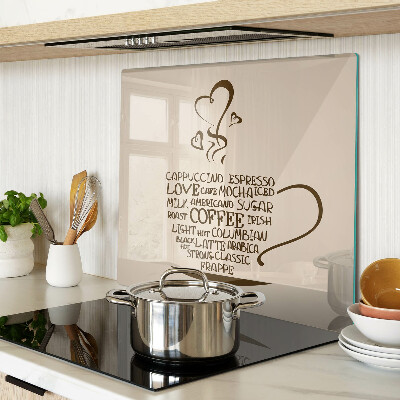 Glass chopping board Coffee and heart
