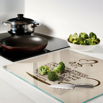 Glass chopping board Coffee and heart