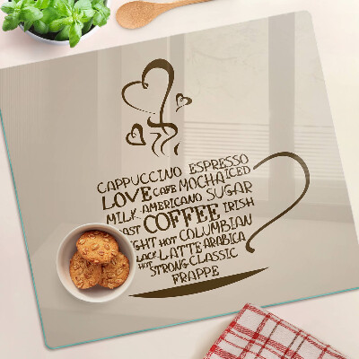 Glass chopping board Coffee and heart
