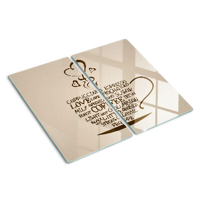Glass chopping board Coffee and heart