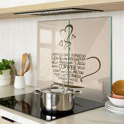 Glass chopping board Coffee and heart