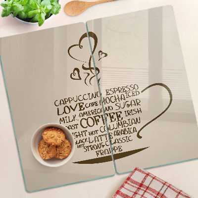 Glass chopping board Coffee and heart