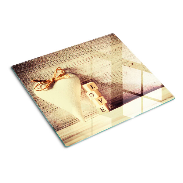 Glass kitchen board Love and heart
