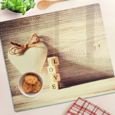 Glass kitchen board Love and heart