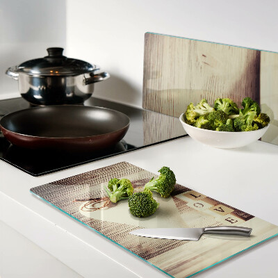 Glass kitchen board Love and heart