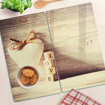 Glass kitchen board Love and heart