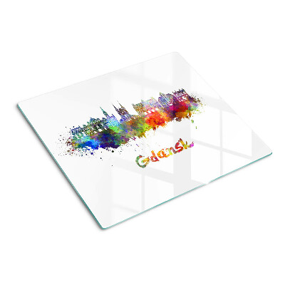 Glass kitchen board Gdansk in watercolor colors