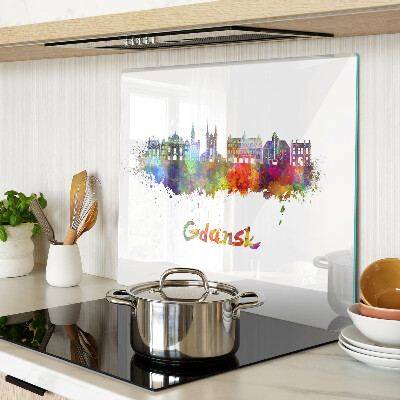 Glass kitchen board Gdansk in watercolor colors