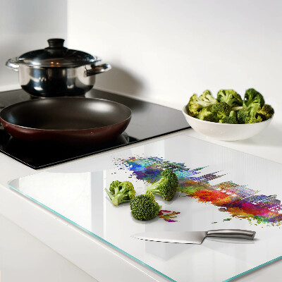 Glass kitchen board Gdansk in watercolor colors