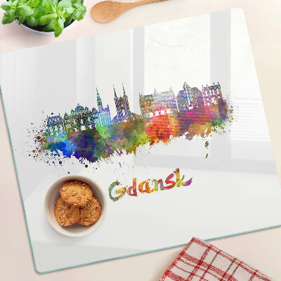 Glass kitchen board Gdansk in watercolor colors