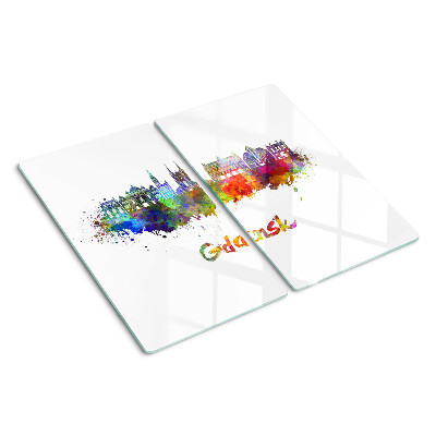 Glass kitchen board Gdansk in watercolor colors