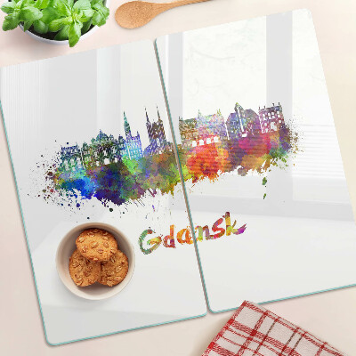 Glass kitchen board Gdansk in watercolor colors
