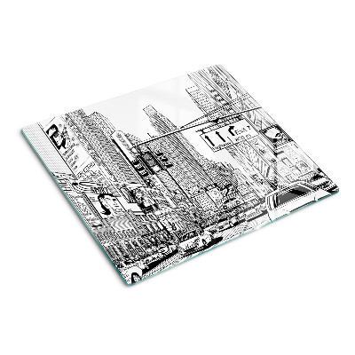 Glass chopping board New York in comic book style