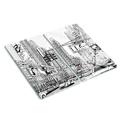 Glass chopping board New York in comic book style