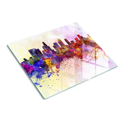 Glass kitchen board Watercolor city silhouette landscape