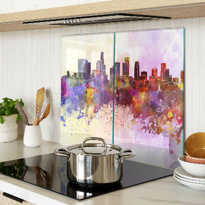 Glass kitchen board Watercolor city silhouette landscape