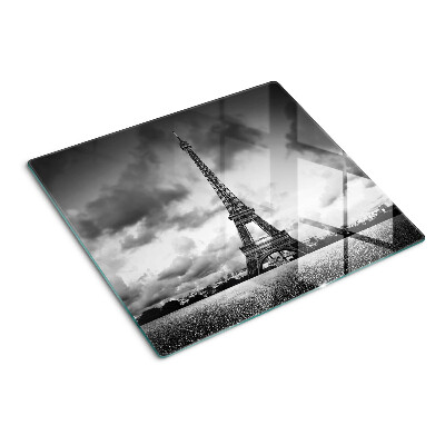 Glass chopping board Eiffel Tower in black and white