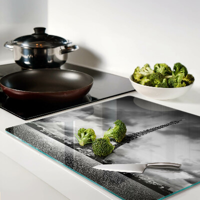 Glass chopping board Eiffel Tower in black and white
